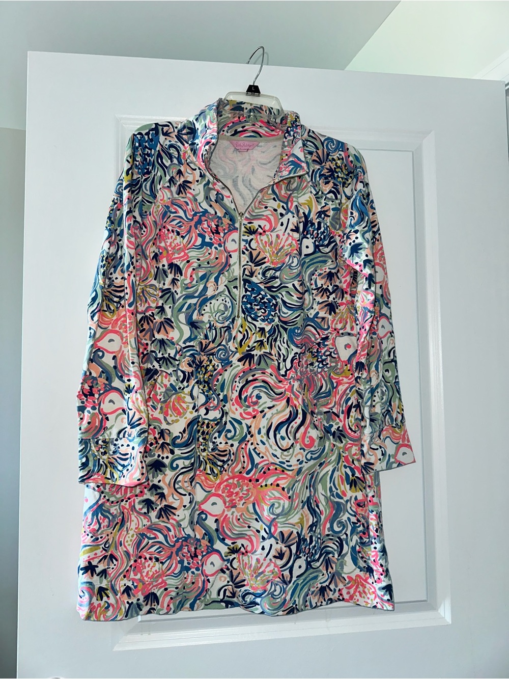 Lilly Pulitzer Pink Blue Cream Swirl Tunic Top